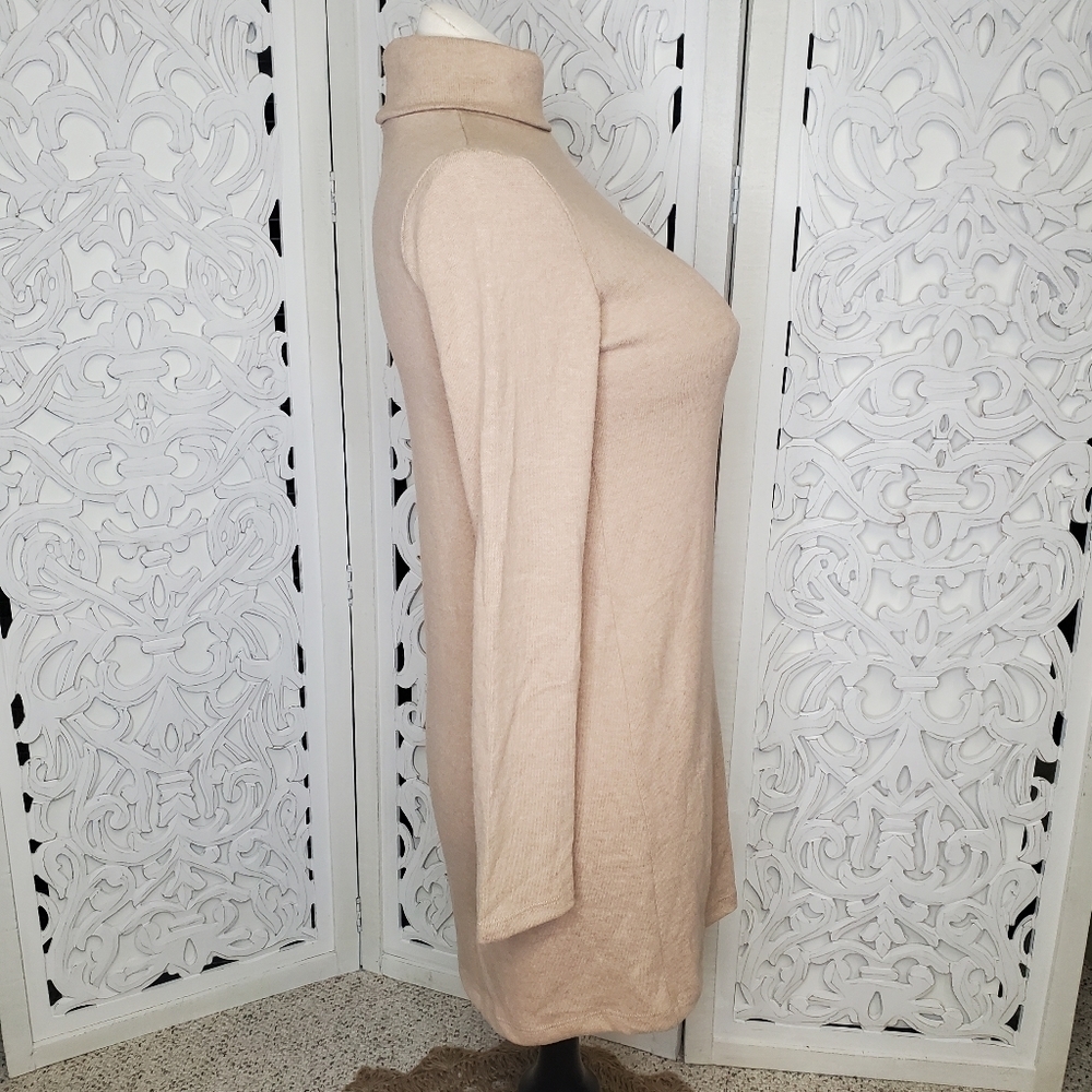 Zara Turtleneck Tan Long Sleeve Tunic Sweater Dress S - Picture 6 of 12